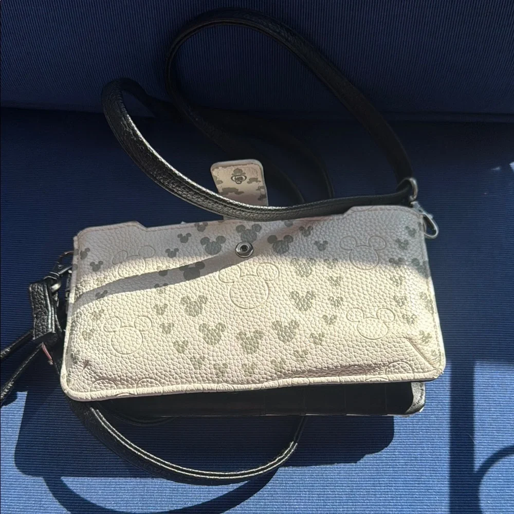 Disney Cream and Gray Crossbody Bag with Mickey Mouse accents